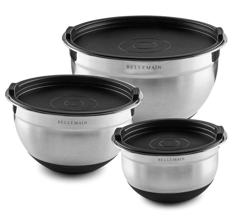 Bellemain Mixing Bowls with Lids Set - Stainless Steel Mixing Bowls with Airtight Lids - Food Storage Containers - 3PCS Set with Non-Slip Bottoms Kitchen Essentials for Baking - Serving - Image 1